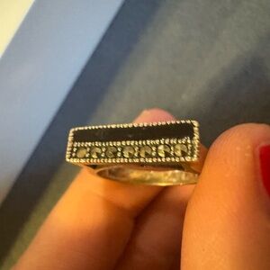 Vintage Sterling silver marcasite and onyx ring